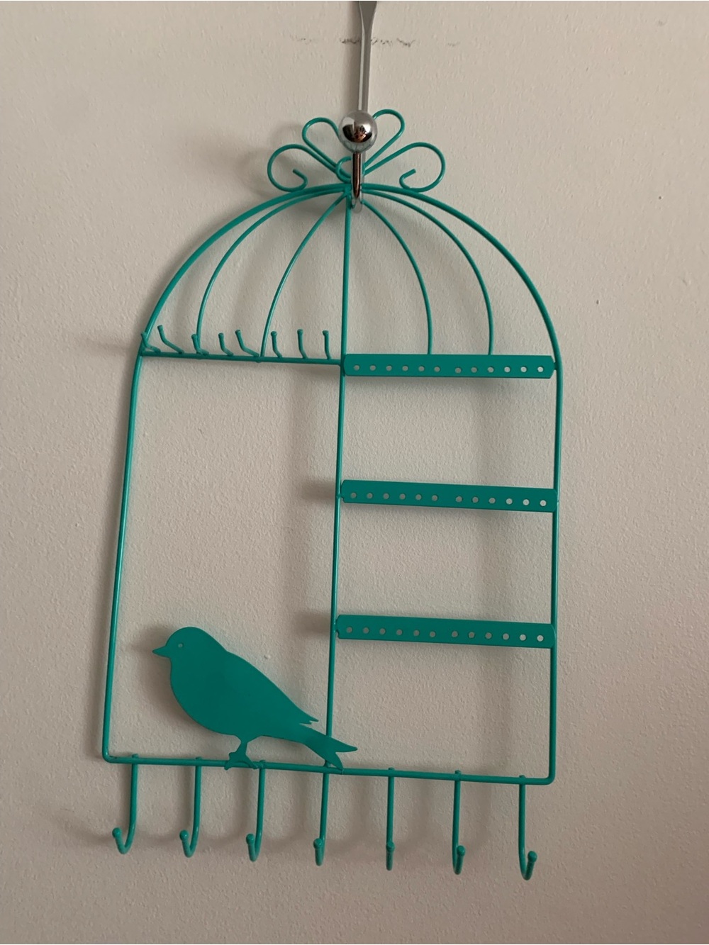Turquoise Birdcage jewlery Wall Organizer - for earings , neclaces , rings ....